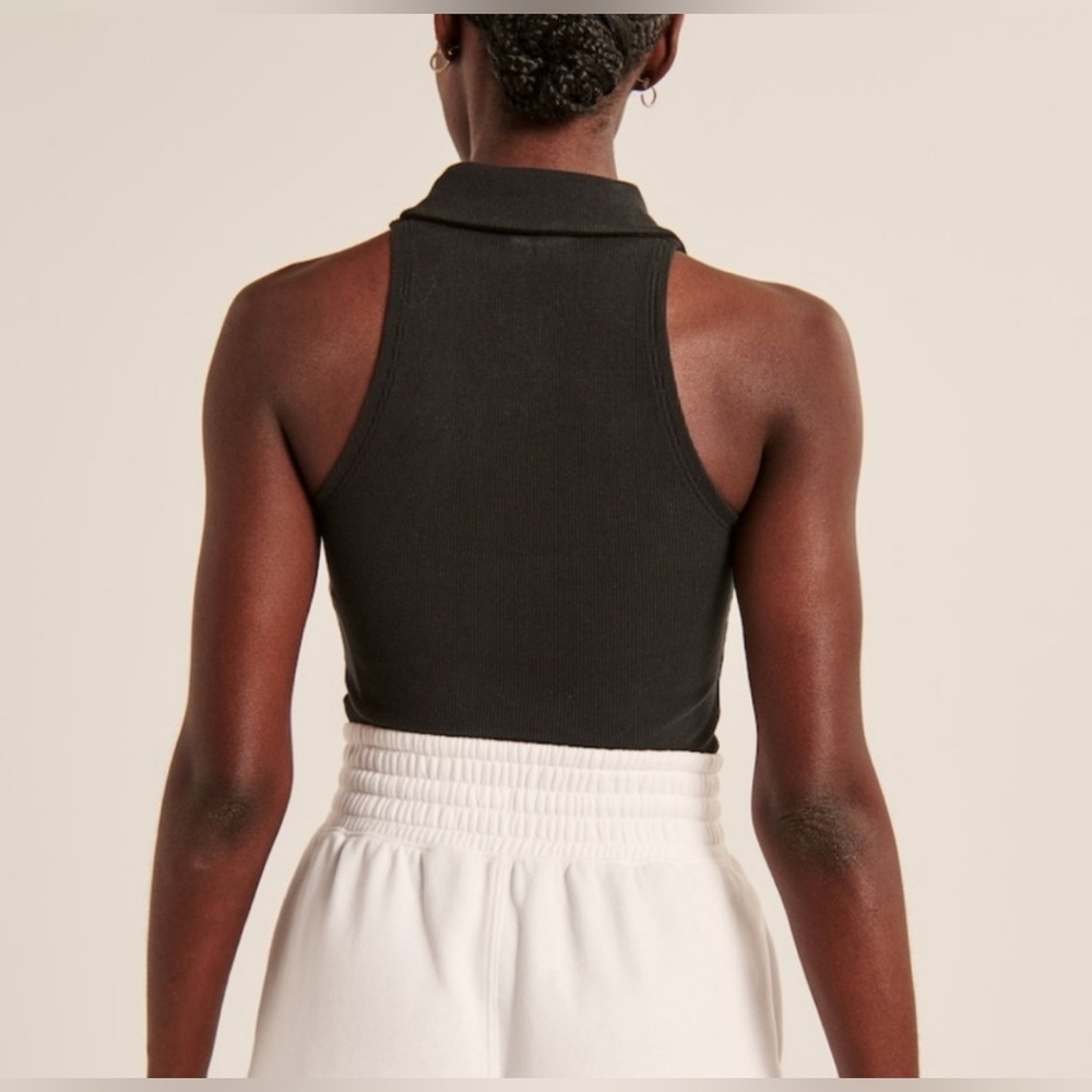 A&F Cotton ribbed polo bodysuit black XS - Picture 3 of 3